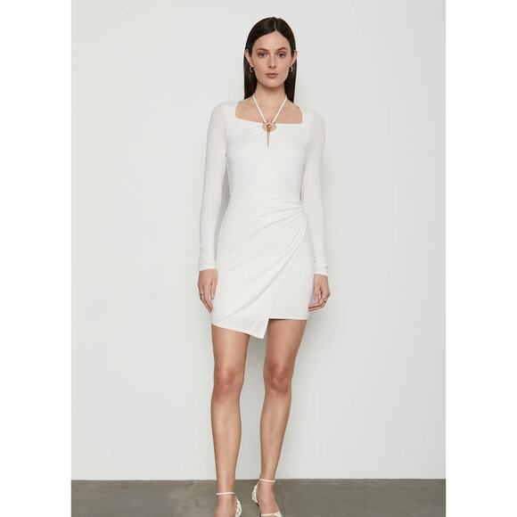 Bailey 44 Burman Dress in To Be Me Crème Long Sleeve Halter Sz Medium NWT - Picture 1 of 10